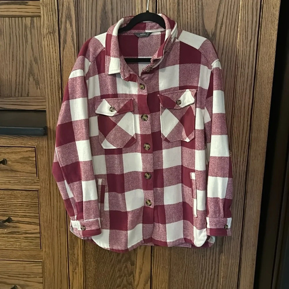 Members Mark Plaid Shacket Purple Magenta Shirt jacket Button Up Women’s Large - Picture 1 of 4